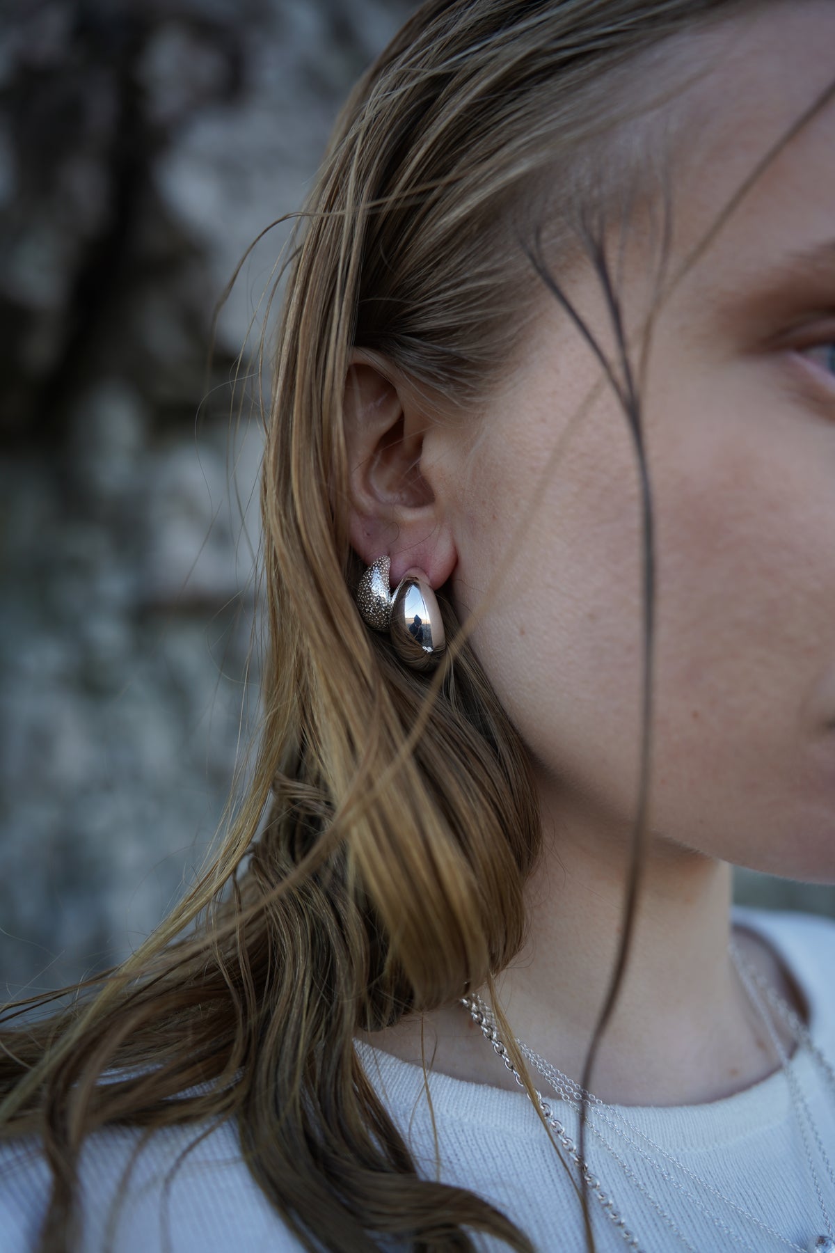 MOON HOOPS ÖRHÄNGEN L BLANK