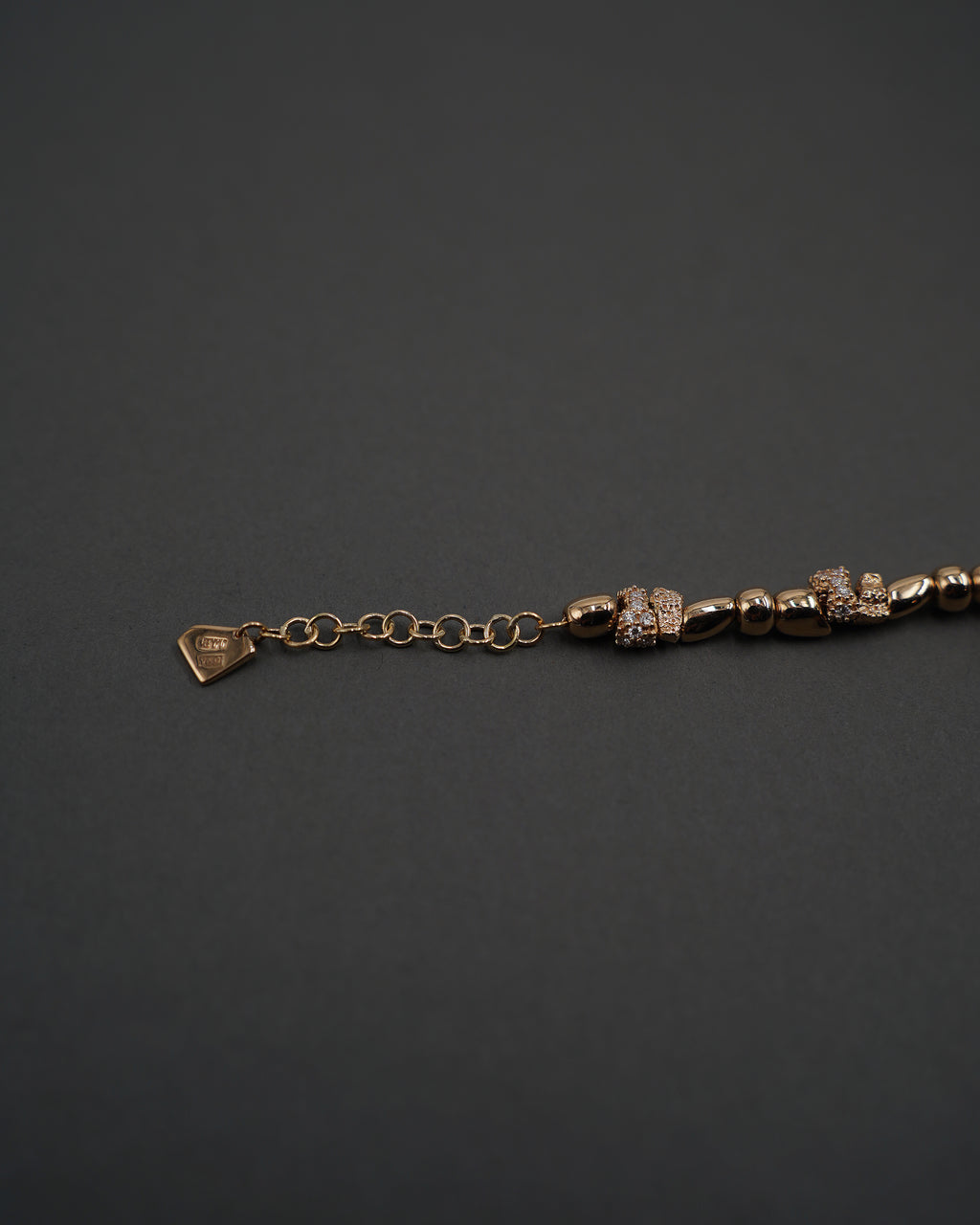 STENKUSTEN ARMBAND MINI FULL GULD + DIAMANTER18,5+2 CM