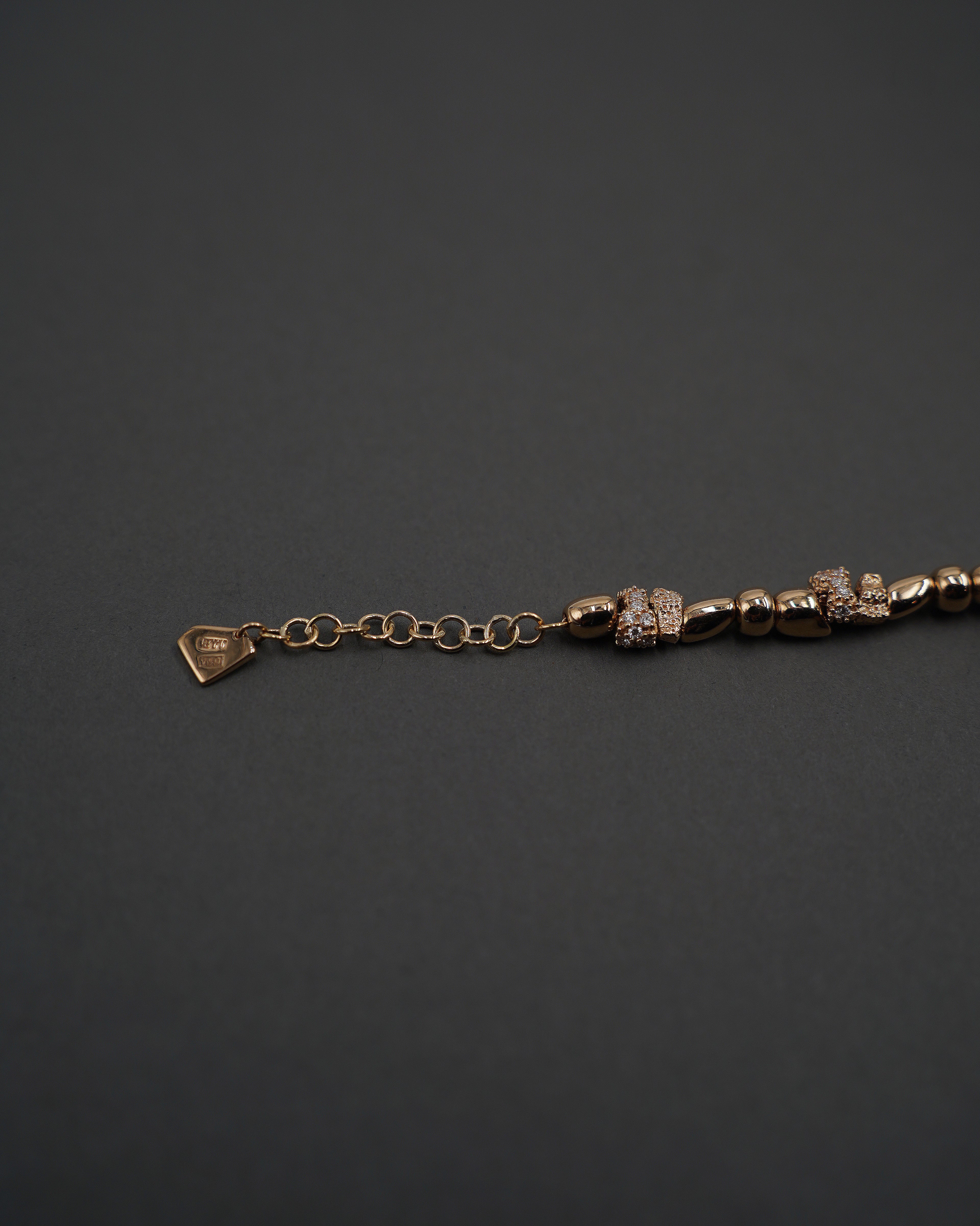 STENKUSTEN ARMBAND MINI FULL GULD + DIAMANTER18,5+2 CM