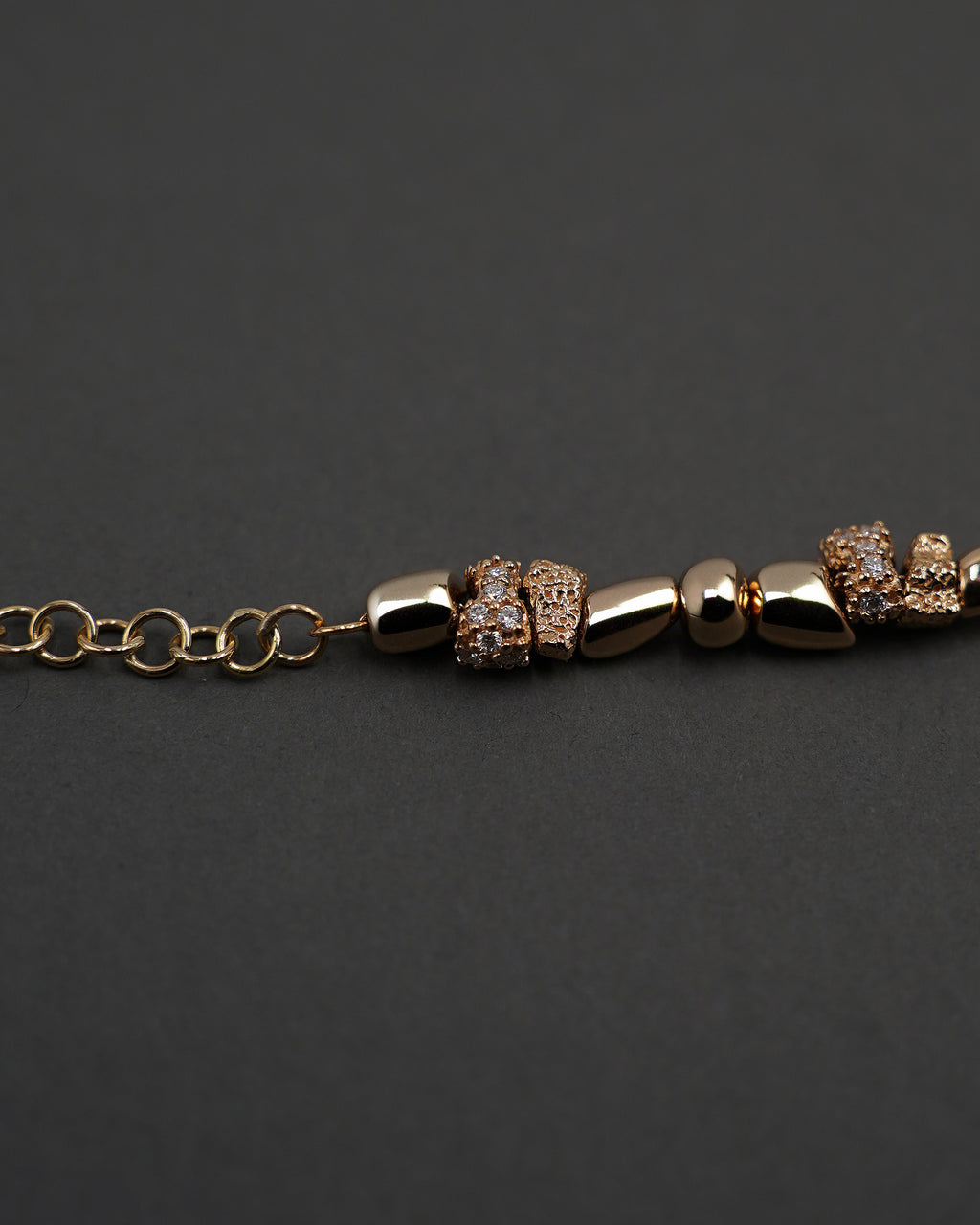 STENKUSTEN ARMBAND MINI FULL GULD + DIAMANTER18,5+2 CM