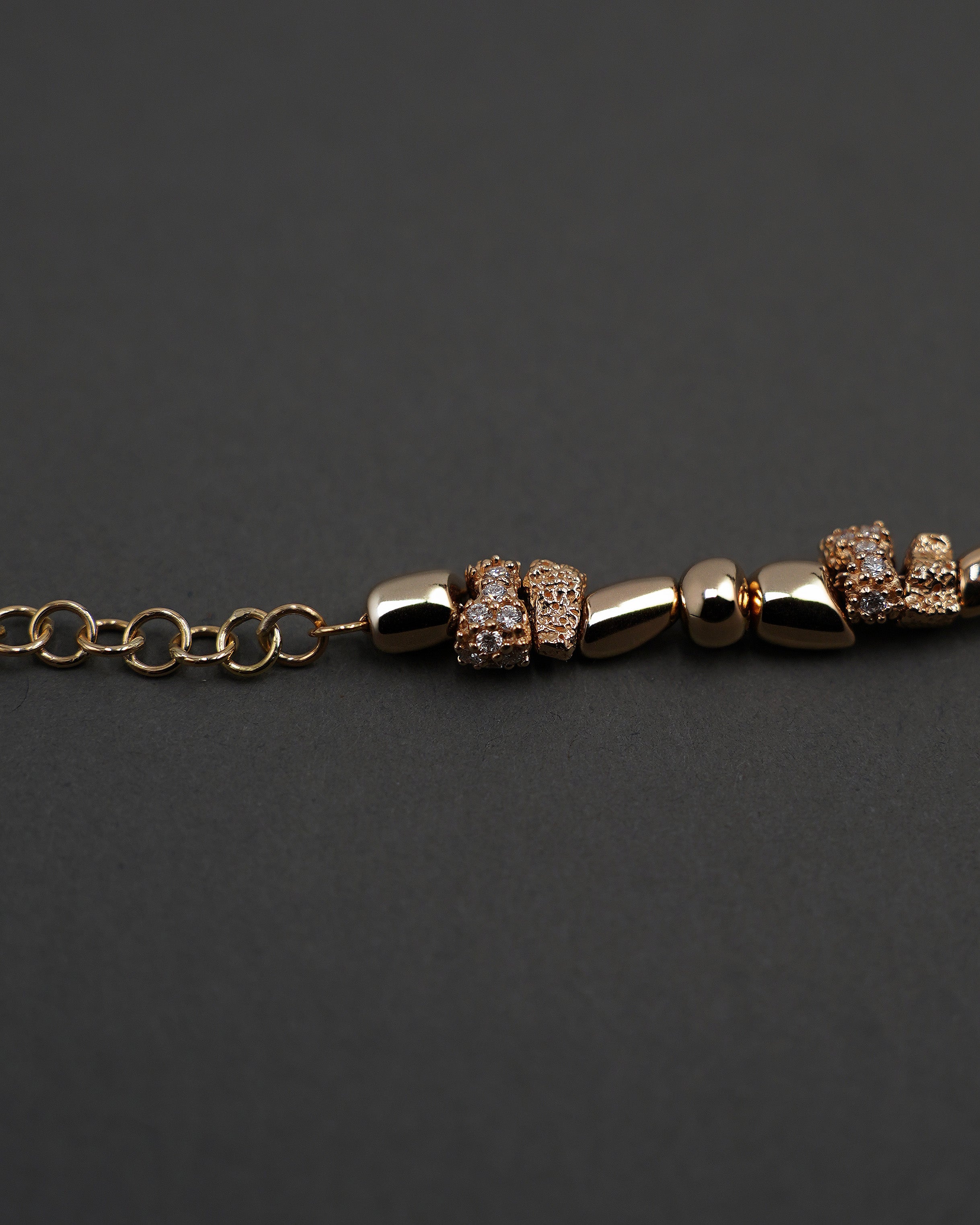 STENKUSTEN ARMBAND MINI FULL GULD + DIAMANTER18,5+2 CM