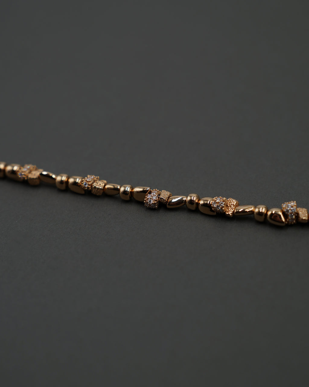 STENKUSTEN ARMBAND MINI FULL GULD + DIAMANTER18,5+2 CM