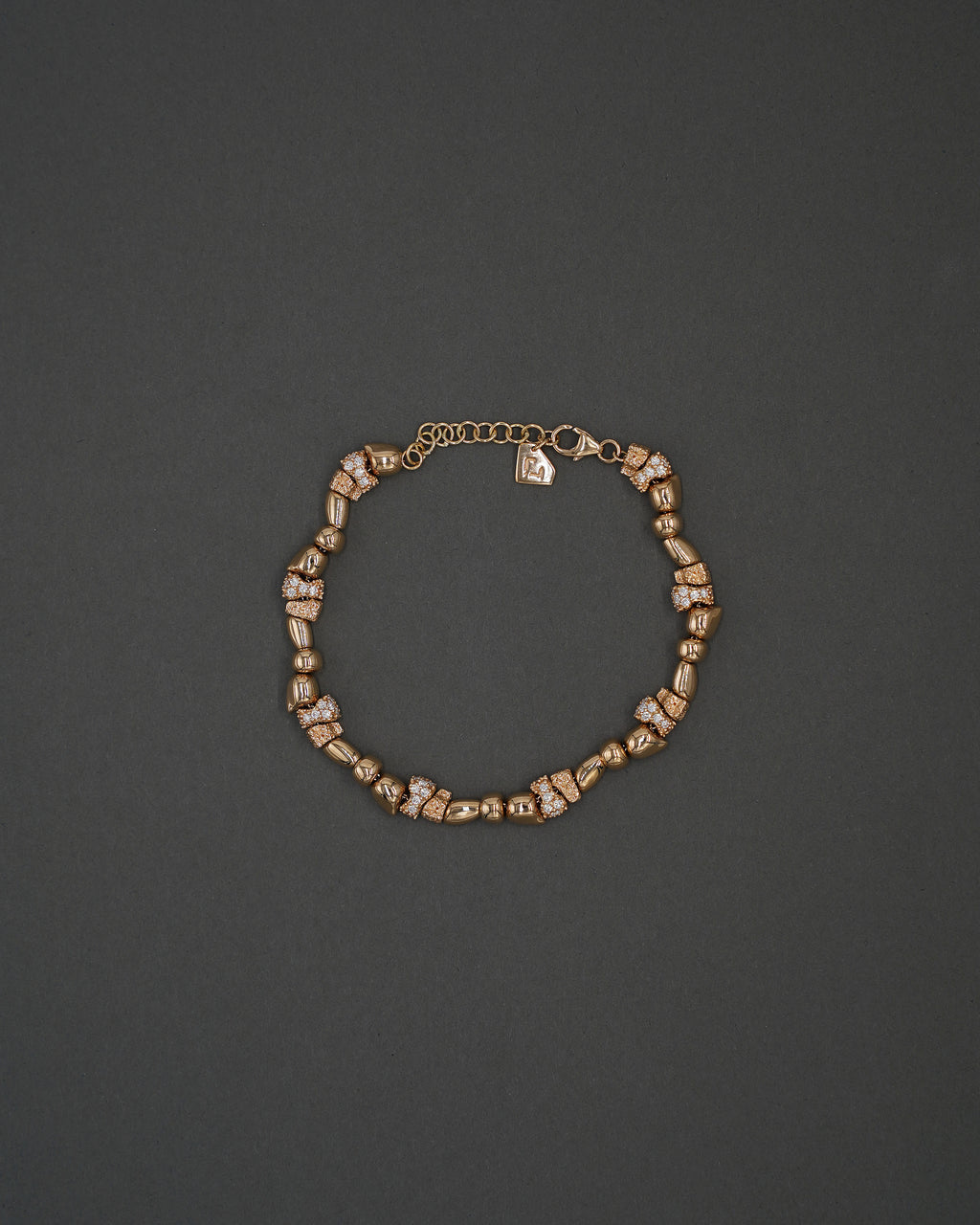 STENKUSTEN ARMBAND MINI FULL GULD + DIAMANTER18,5+2 CM