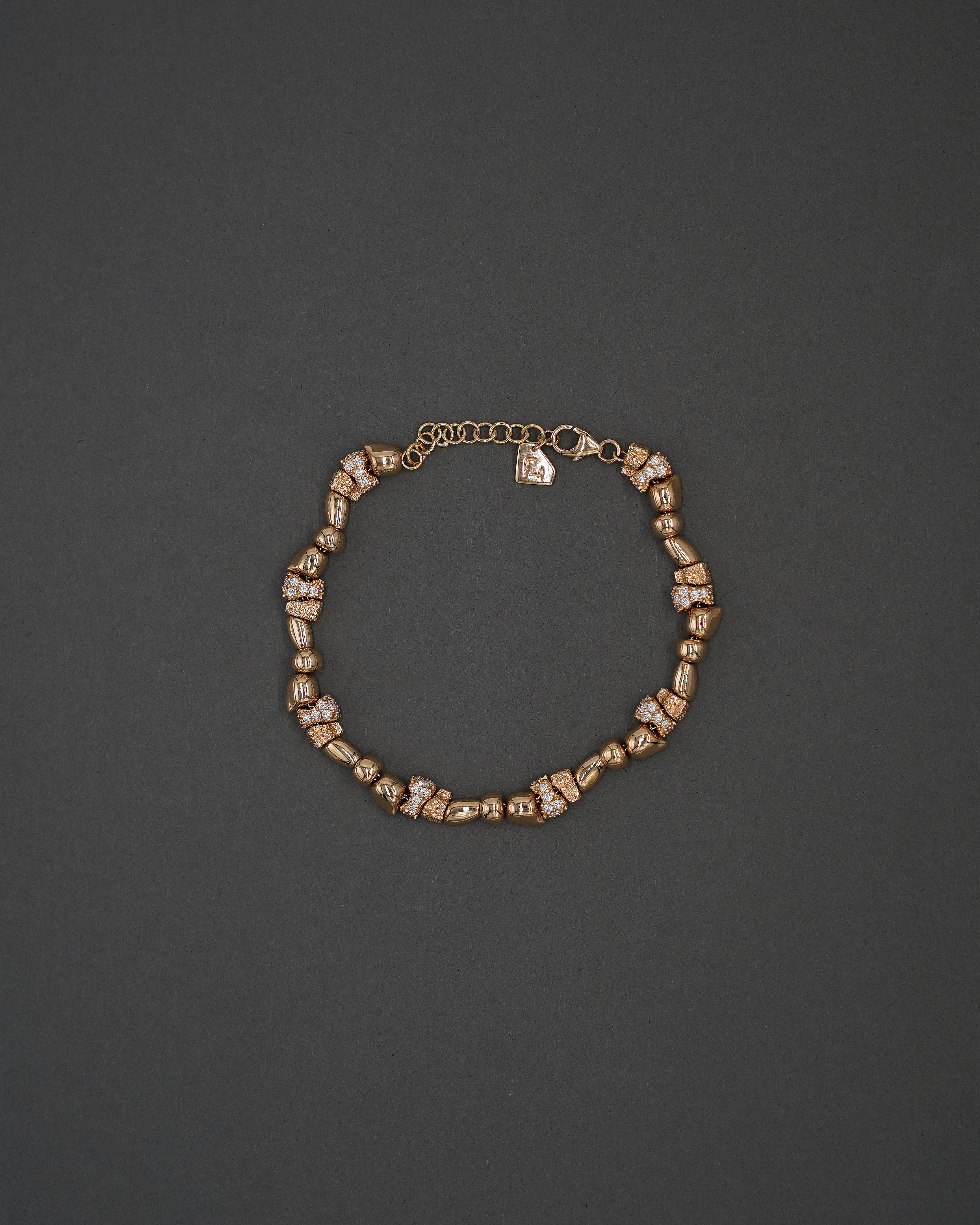 STENKUSTEN ARMBAND MINI FULL GULD + DIAMANTER18,5+2 CM